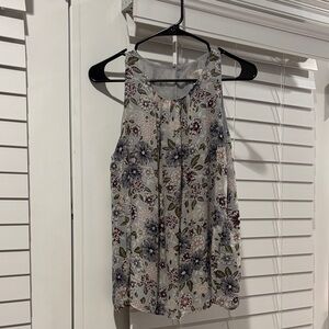 LOFT Floral Sleeveless Blouse - Gray and Purple